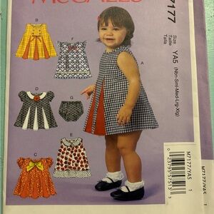 OCT SALE 6/$25+ship McCall’s M7177 Vintage Toddler Dress Diaper Cover Sewing P